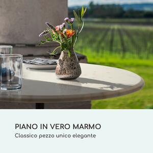 Blumfeldt Patras - Tavolino da bistro, piano in marmo, O60 cm, base d'appoggio in ghisa