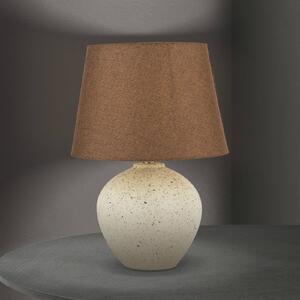 ORION Lampada da tavolo Masai, crema/marrone, altezza 46,5 cm, ceramica/lino