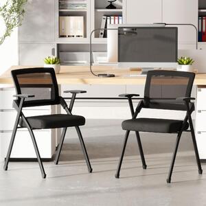 DecHome Sedia da Ufficio con Braccioli in Tessuto Mesh colore Nero