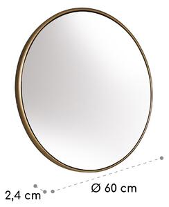 Casa Chic Fournier specchio da parete, cornice in metallo, rotondo, 58,8 x 58,8 cm