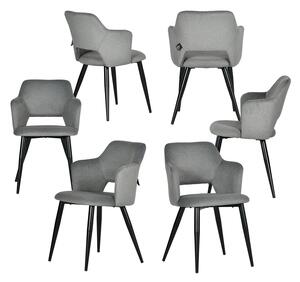 Meubles Cosy - Set da 6 sedie da pranzo in stile scandinavo con braccioli, rivestimento ecologico e seduta imbottita, grigio - AKANJI CC