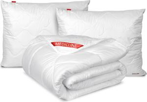 Coperta anallergica per tutto l'anno 200X220 Cm + 2X cuscino sanitario 70X80 Cm - Microfibra, bianco