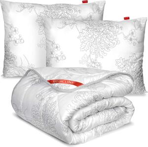 Coperta anallergica per tutto l'anno 200X220 Cm + 2X cuscino sanitario 70X80 Cm - Microfibra, bianco