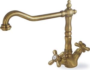 CROLLA Rubinetto Cucina Miscelatore Doppio Comando colore Vecchio Ottone - 2700 Old Style