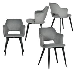 Meubles Cosy Set da 4 sedie da pranzo in stile scandinavo con braccioli, tessuto ecologico e seduta imbottita Grigio - AKANJI CC