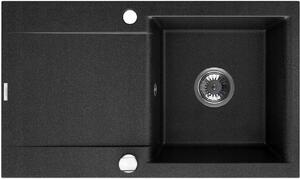 Lavello QLS 76x44 cm con sgocciolatoio Siphon reversibile - Luna Black 11185
