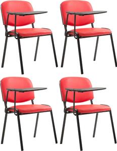 Set di 4 sedie CLP Ken con tavolino ribaltabile, rivestite in Pelle finta, colore rosso