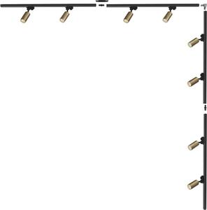 Kit binario a L 2x2m nero con faretti dorati monofase 3582 Zuma Line