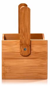 Blumfeldt Organizer da scrivania con manico per il trasporto 4 scomparti 22,5 x 12 x 17 cm 100 % bambu
