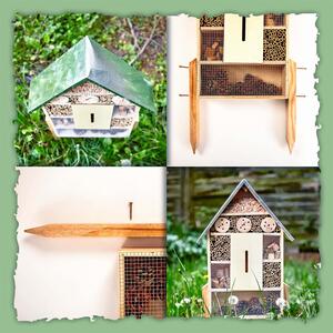 Blumfeldt Casa per insetti tetto di metallo incl. piedi d'appoggio per tutto l'anno legno di pino