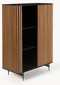 Credenza alta con anta scorrevole e frontale scanalato Linea