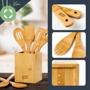 Klarstein Set di utensili da cucina con contenitore di stoccaggio set da 6 sostenibile leggero bambu