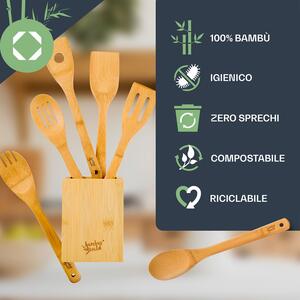 Klarstein Set di utensili da cucina con contenitore di stoccaggio set da 6 sostenibile leggero bambu