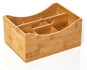 Blumfeldt Organizer da scrivania, portapenne, 6 scomparti, dimensioni: 25x12x18 cm, bambu