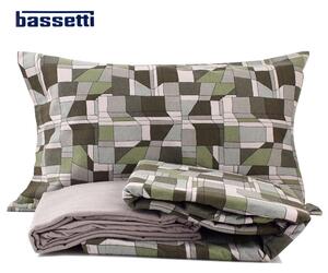 Completo letto in flanella MATRIMONIALE Bassetti Art. VIEW variante V1 verde grigio