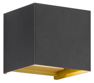 FISCHER & HONSEL Applique da esterno Thore LED, nero/oro, larghezza 11 cm