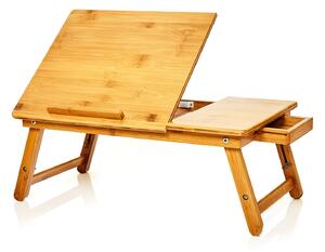 Blumfeldt Vassoio da letto pieghevole laptop tavolo altezza regolabile 54x21-29x35cm (LxAxP) bambu