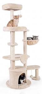 KOMFOTTEU, tiragraffi da 149 cm con cuccia, piattaforma e palline per gatti