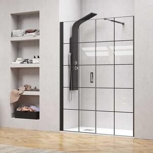 Porta doccia 161-164 cm telaio nero opaco vetro serigrafato | KAM-P5000 - KAMALU