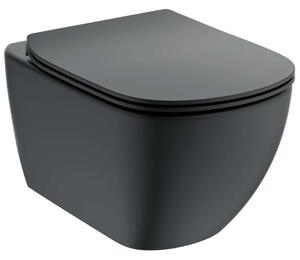 Ideal Standard Tesi - WC sospeso con copriwater softclose, Aquablade, nero T3546V3