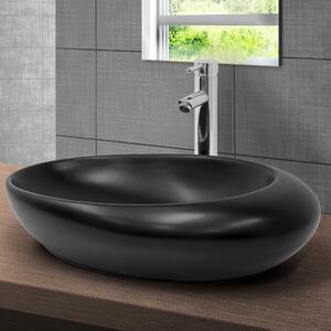 Lavabo LuxeBath Lavabo da appoggio ovale, 58,5x37,5x14,5 cm, nero opaco, in Vetroceramica