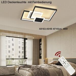 Eurotondisplay plafoniera LED X8163-45cm 48w con telecomando luce colore/luminosità regolabile dimmerabile struttura in metallo laccato nero camera da letto soggiorno plafoniera