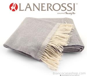 Plaid in lana merinos Superfine con frange di LANEROSSI Art. MORFEO Var. 6000 GRIGIO - cm 130x180