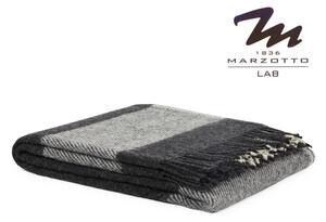 Plaid in pura lana vergine con frange di MARZOTTO Art. LAVAREDO Var. 06 ANTRACITE - cm 130x170