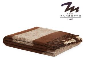 Plaid in pura lana vergine con frange di MARZOTTO Art. LAVAREDO Var. 01 MARRONE - cm 130x170