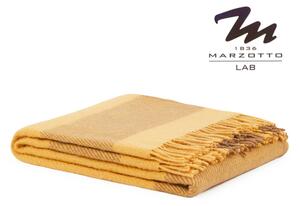 Plaid in pura lana vergine con frange di MARZOTTO Art. LAVAREDO Var. 07 OCRA - cm 130x170