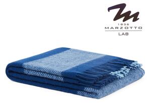 Plaid in pura lana vergine con frange di MARZOTTO Art. LAVAREDO Var. 04 BLU - cm 130x170