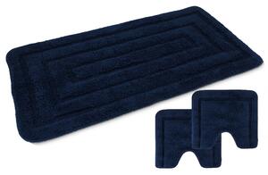 Set 3 pezzi tappeti bagno con antiscivolo EMMEVI Comera Art. FOUR (E) BLU NOTTE 55*110 + 2 gw