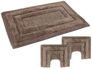 Set 3 pezzi di tappeti bagno PHP in puro cotone con antiscivolo Geco Grip Art. SIRIO Col. CASTORO