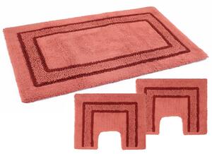 Set 3 pezzi di tappeti bagno PHP in puro cotone con antiscivolo Geco Grip Art. MELISSA Col. PAPRIKA