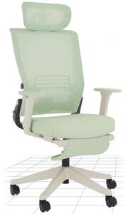 Sedia da ufficio ergonomica con poggiapiedi OS1GN, supporto lombare 2D, colore verde