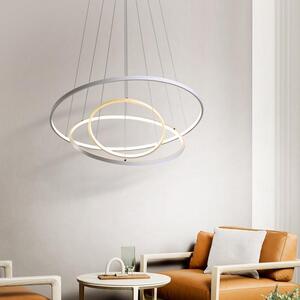 130White-3 Lampada a sospensione LED "Eurotondisplay Weiß" bianca, dimensioni 80x60x40 cm, modello 2130-3, con telecomando, regolazione della temperatura del colore e dell'intensità luminosa
