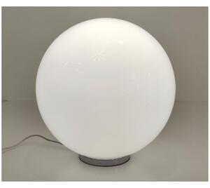 SFERA GRANDE LAMPADA DA TAVOLO IN VETRO BIANCO LUCIDO MONTATURA CROMO D.40