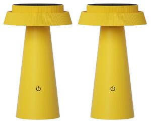 Luxus Europe - Lampada da tavolo solare Mambo - Set da 2 pezzi, colore giallo - Lampada da tavolo solare LED per esterni, senza fili, alimentata a energia solare e ricaricabile tramite USB-C