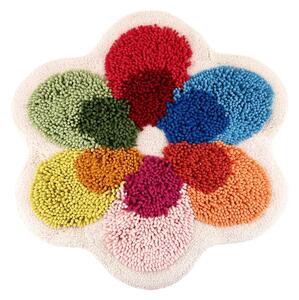 Tappeto bagno sagomato fiore con sistema antiscivolo permanente Art. FLOWER POWER Var. multicolor - cm 75x75