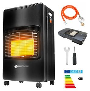 Eurocatch Stufa a gas - Stufa mobile con tubo e regolatore di pressione - Nero - 4200W