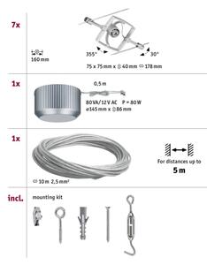 Paulmann 94152 - Kit 7xGU5,3/10W Sistema a cavo completo MAC 230V cromo