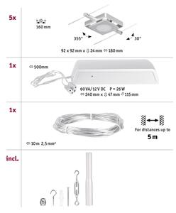 Paulmann 94420 - Kit completo sistema a cavo MAC 230V, 5x LED da 4,5W, cromo opaco