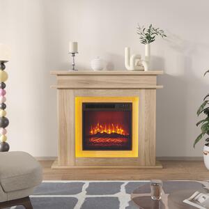 INONEFT, caminetto elettrico, 101x34,5x88,8 cm, effetto fiamma 3D realistico. Caminetto elettrico freestanding con fascia LED a 20 colori, finitura noce