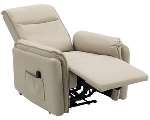 HOMCOM Poltrona Massaggiante Elettrica con Poggiapiedi e Tasca Laterale, Rivestimento in Similpelle, Beige | Aosom Italy