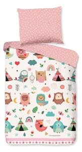 Set copripiumino e federa da bambini rosa in cotone per culla 100x135 cm Wise – Good Morning