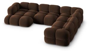 Divano angolare marrone scuro (con penisola a destra/a U) con rivestimento in velluto Loretto – Cosmopolitan Design