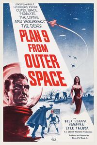 Stampa artistica Plan 9 from Outer Space Vintage Cinema Retro Movie Theatre Poster Horror Sci-Fi, (26.7 x 40 cm)
