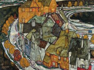 Riproduzione Island City Crescent of Houses - Egon Schiele, (40 x 30 cm)