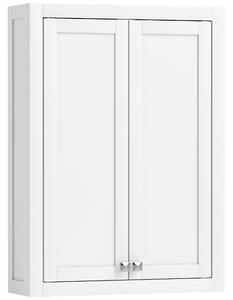 HOMCOM Mobile da Bagno a Parete in Legno con 2 Ripiani Regolabili su 3 Livelli, 61x20x84 cm, Bianco | Aosom Italy
