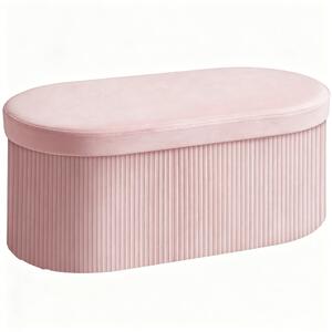 HOMCOM Pouf Contenitore Pieghevole con Vano da 72L e Rivestimento in Velluto, 76x38x35 cm, Rosa | Aosom Italy